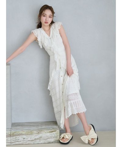 ラッフルレースニットワンピース