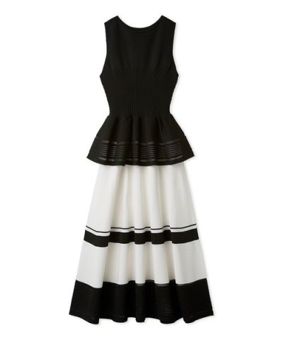 ホールガーメントペプラムニットワンピース／ウォッシャブル