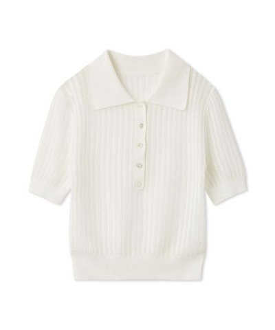 スパンコールアイレットケーブルポロニット