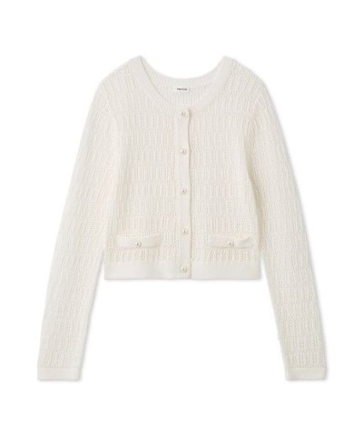 クロシェクルーネックカーディガン