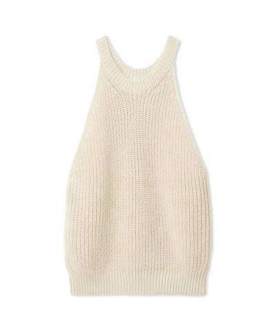 コットンリネンホルターネックニット