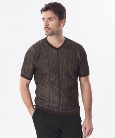 ストライプニットT