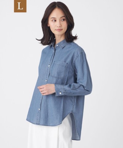 【L】【ウォッシャブル】スーパーライトオンスデニムシャツ