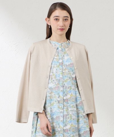 コットンシルクラメ クルーネックカーディガン