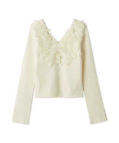 モチーフレースニットプルオーバー