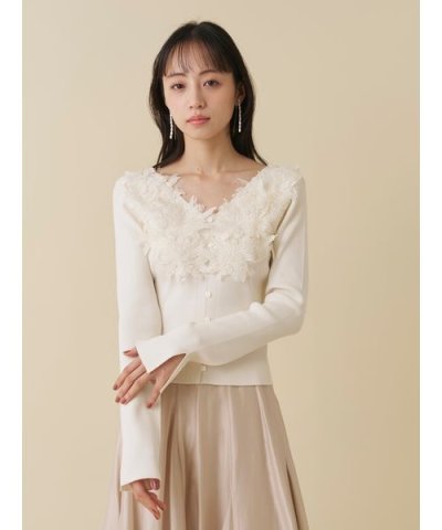 モチーフレースニットプルオーバー