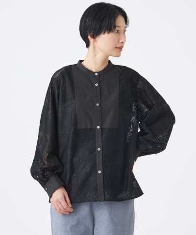 【カタログ掲載・ウォッシャブル】リーフゼブラレースブラウス