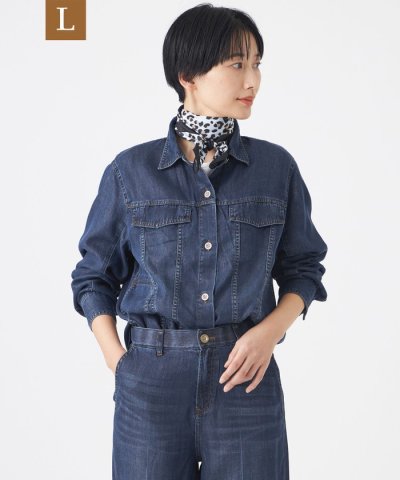 【L】【マシンウォッシャブル】ラメソフトデニムジャケット