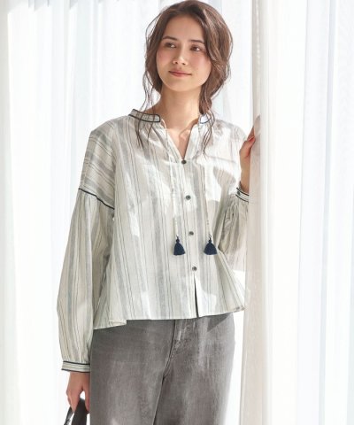 【SLOW/一部店舗限定】ストライプエンブロイダリー ブラウス