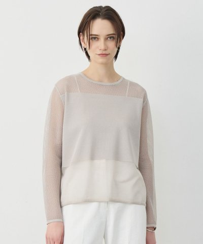パネルパターンメッシュ ニットプルオーバー