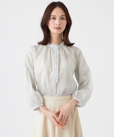 【ウォッシャブル】マルチストライプブラウス