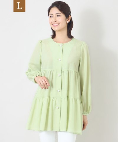 【L】ブライトクロス ティアードブラウス