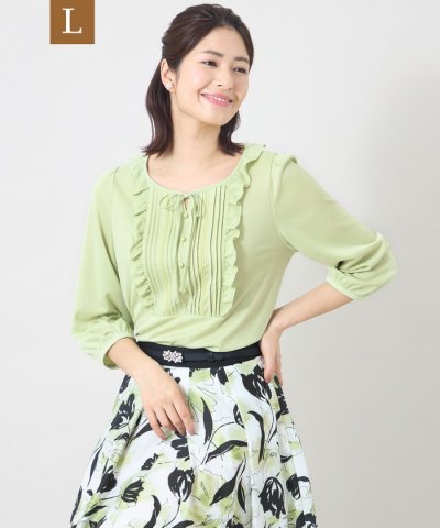 【L】スムースフリルレース カットソー
