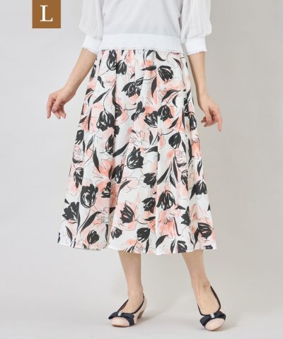 【L】チューリップグレースプリント スカート