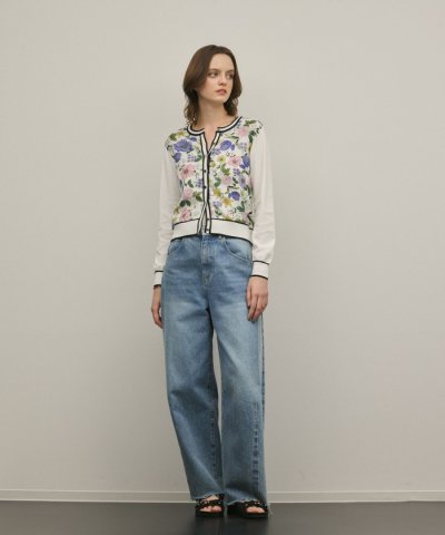 フラワープリントニットカーディガン