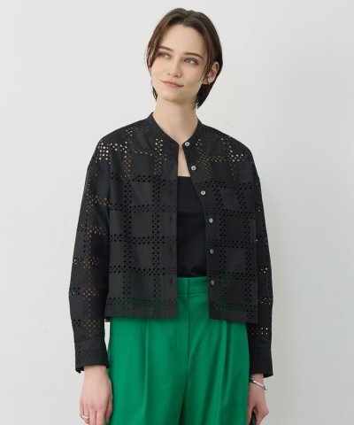 スクエアエンブロイダリー クロップドシャツ