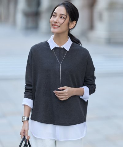 リネンレーヨンハイゲージ プルオーバーニット
