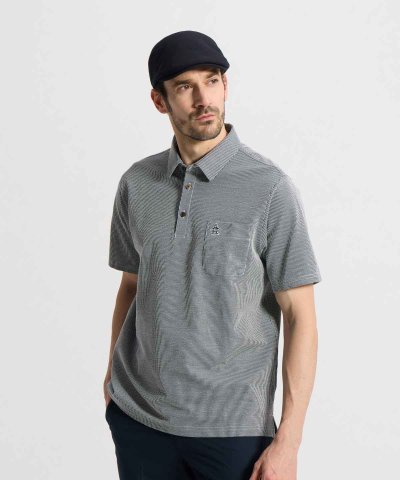 マンシングウェア MUNSINGWEAR シアサッカーストライプ台襟付き半袖ポロ