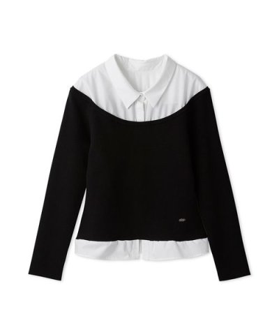 【洗える】シャツ襟ニットトップス