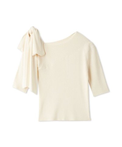 リボンショルダーニットプルオーバー