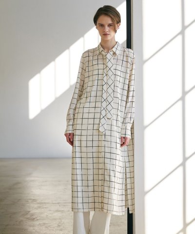 【30th ANNIVERSARY】 ウィンドウペンプリント シャツワンピース