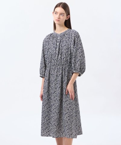 バイカラーフラワープリントワンピース