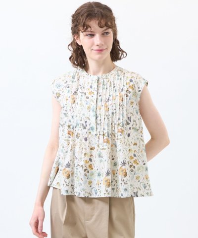 リバティプリントピンタックフレアブラウス