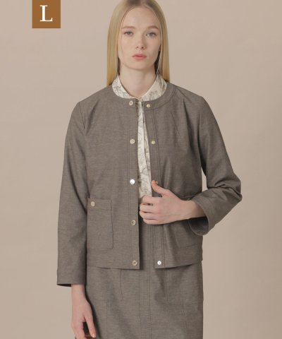 【L】コットンリネンブレンドオックスジャケット