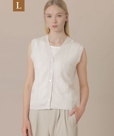 【婦人画報4月号掲載】【L】ラスターリネンニットベスト