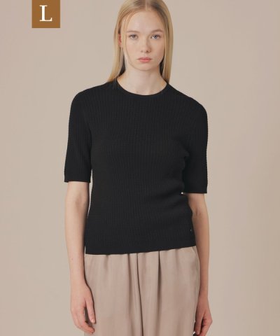 【L】ハイツイストコットンニットプルオーバー