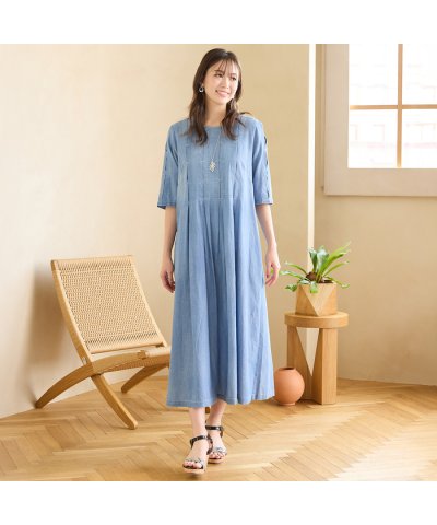 ピサーノ PISANO 【綿100％・手洗いOK】ブラスト加工デニムワンピース