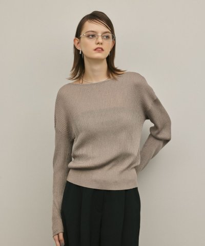 ラメリブクルーニットトップ