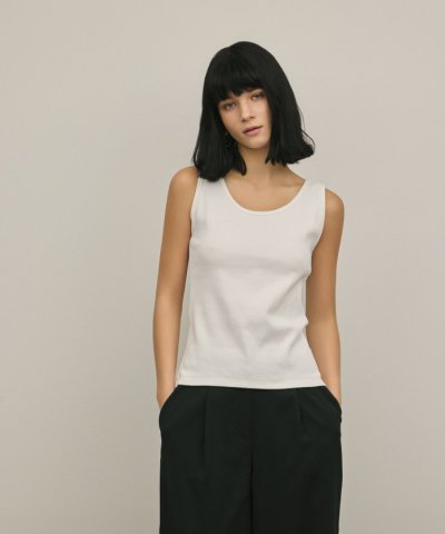 テレコノースリーブトップ