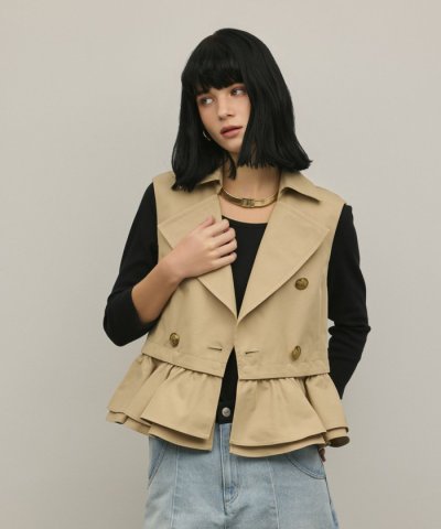 ペプラムトレンチベスト
