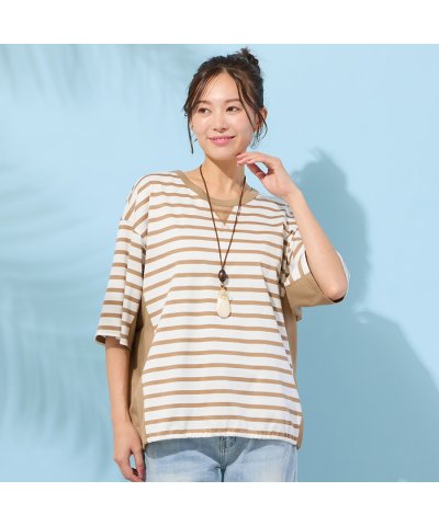 ピサーノ PISANO 【手洗いOK・綿100％】ボーダーリラックスカットソー