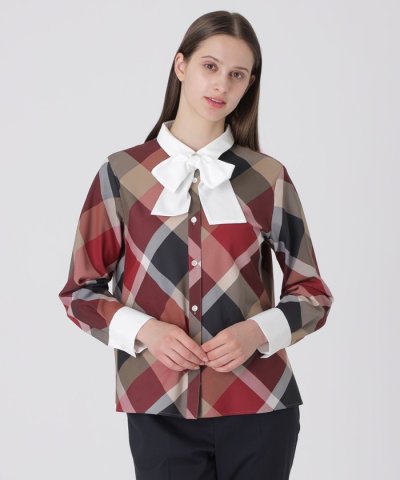 クレストブリッジチェックリボンブラウス