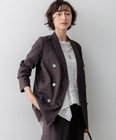 【CanCam掲載】リネンレーヨンストレッチ ダブルジャケット