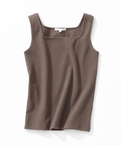 シャイニーリブ スクエアネック タンクトップ