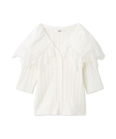 レースカラーデザインニットカーディガン