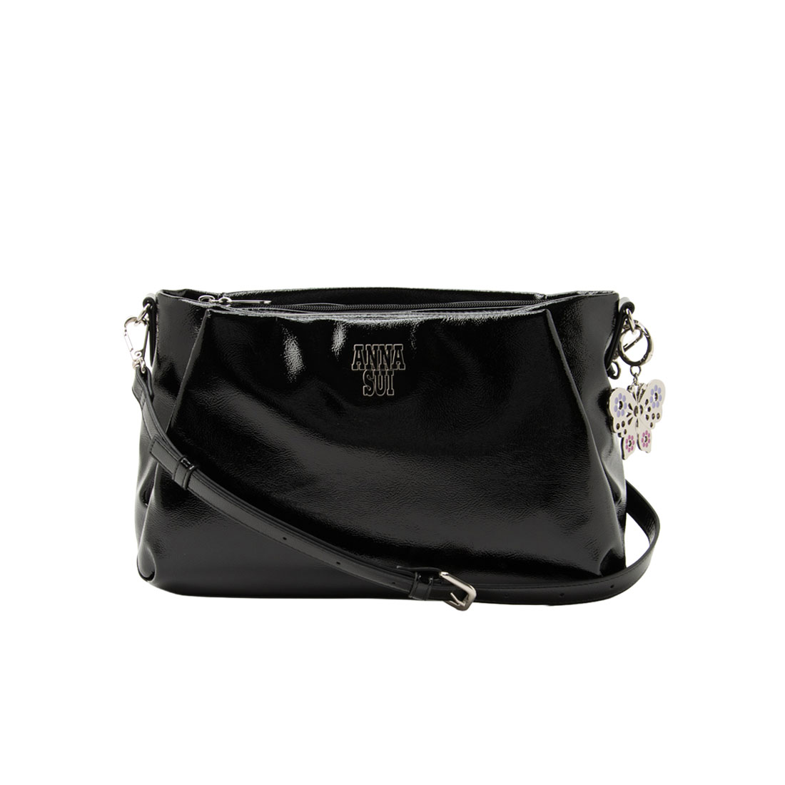 〇美品〇ANNA SUI レザー ショルダーバッグ ブラック A4収納 アナスイ ANNA SUI ルーチェ 2wayショルダーバッグ(508764692)｜阪急