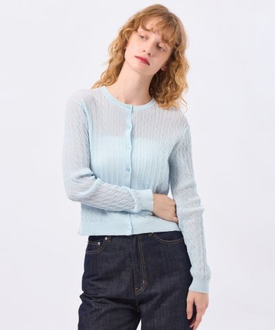 【LEE4月号/蛯原友里さん着用】シアーケーブルカーディガン