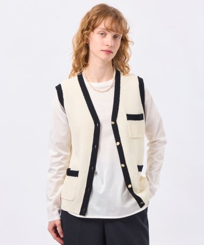 パッチポケットニットジレ