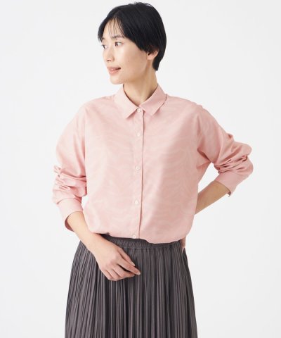 【L】【マシンウォッシャブル】ゼブラプリントソフトタイプライターシャツ