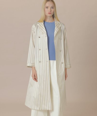 【WEB・一部店舗限定】ポリエステルシルクストライプコートドレス