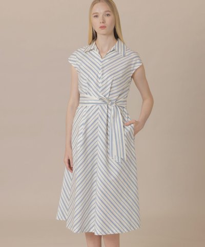 【WEB・一部店舗限定】コットンシルクストライプワンピース