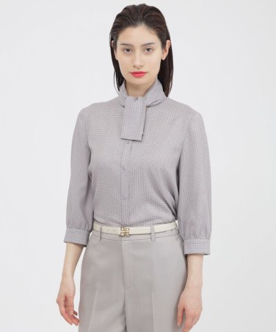 【WEB・一部店舗限定/ウォッシャブル】スクエアドットプリント　ブラウス