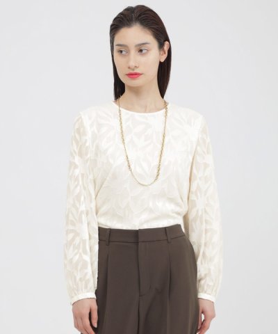 【ウォッシャブル】シフォンカットジャカード　ブラウス