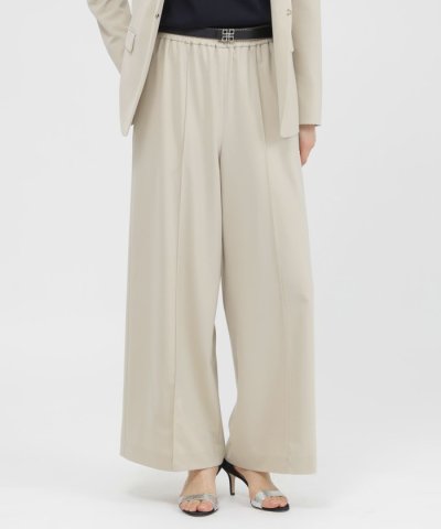 【ウォッシャブル/防しわ性】ソフトストレッチ　ワイドパンツ