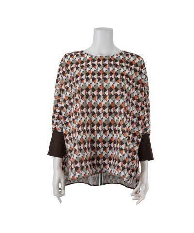 ピサーノ PISANO 【手洗いOK】ドルマンスリーブ・幾何プリントブラウス