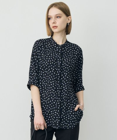 【WEB限定カラーあり】BackSatinAmunzen 5分袖バンドカラーブラ